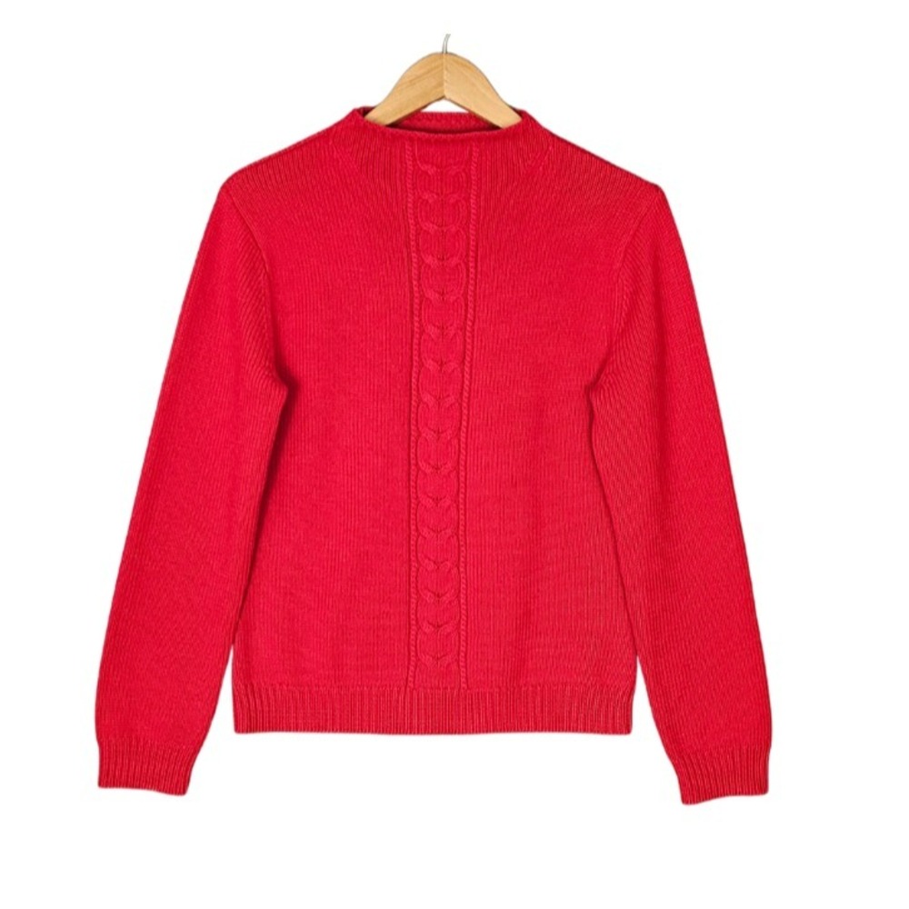 Pendleton Womens S 100% Merino Wool Sweater Red Cable Knit Vintage Hong Kong